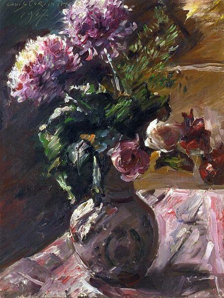 Lovis Corinth Chrysanthemums and Roses in a oil painting picture